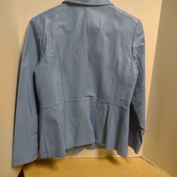 Pamela McCoy Blue Leather Jacket Size Medium Vintage - Picture 6 of 6